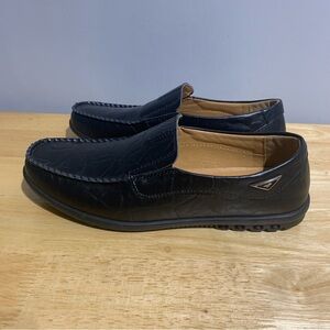 Go Tour Men’s Shoes Size 9.5M Black Leather Slip On Driving Loafers A Few Scuffs